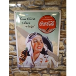 plaque métal déco publicitaire rétro vintage pin-up coca-cola