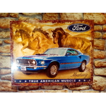 plaque tôle ford mustang mach 1 bleue