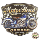 plaque en relief motor head vintage garage moto