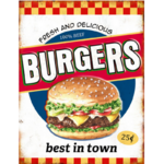 plaque vintage fresh burgers 30x40