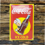 plaque émaillée vintage logo coca-cola boy