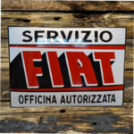 plaque émaillée bombée vintage Fiat servizio