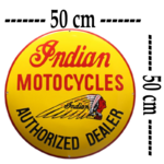 plaque émaillée bombée ronde Indian motos authorized dealer