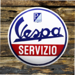 plaque émaillée bombée vintage vespa servizio