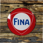 plaque émaillée vintage logo huile Fina Ø30 cm