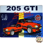 plaque 205 gti peugeot rouge 30x40 cm