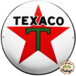 plaque émaillée bombée ronde Texaco logo