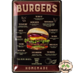 plaque déco vintage homemade burgers 20x30cm