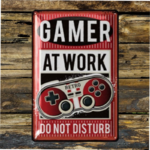 plaque vintage américaine gamer at work