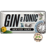 plaque déco gin tonic served here 34x17 cm