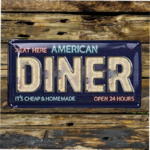 plaque vintage american diner 34x17 cm