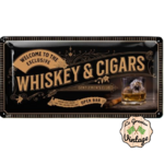 plaque déco whisky et cigares 34x17 cm