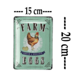 plaque déco fresh eggs rétro chic 15x20cm