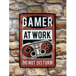 plaque déco vintage rétro gamer at work