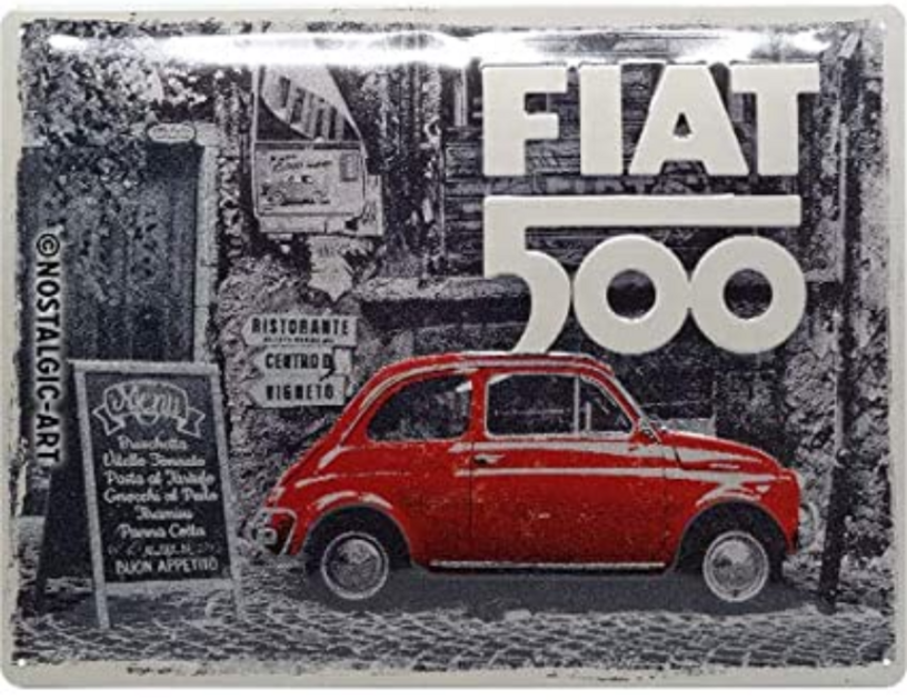 Plaque Publicitaire Fiat 500 40x30 Garageatelierles Plaques Publicitaires Le Grenier Vintage 