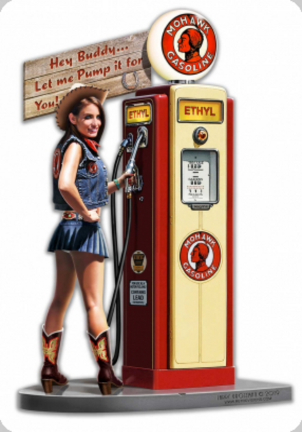 Plaque Vintage Pin Up Mohawk Gasoline 60cm Garageatelierles Plaques Publicitaires Le 
