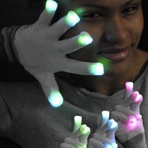 Gants lumineux LED,7 couleurs,lumière Rave,éclairage des doigts,mitaines  scintillantes - Type B