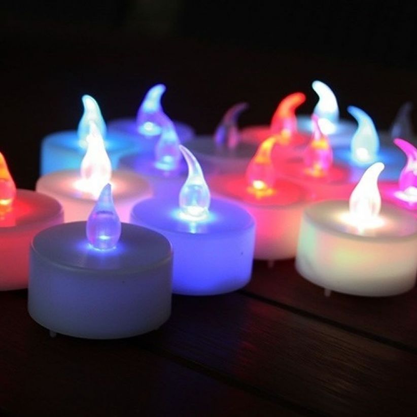 Bougies LED sans flamme, forme de vague multicolore, bougie