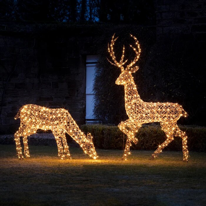 Renne lumineux géant extérieur de Noël en rotin-Deco Lumineuse