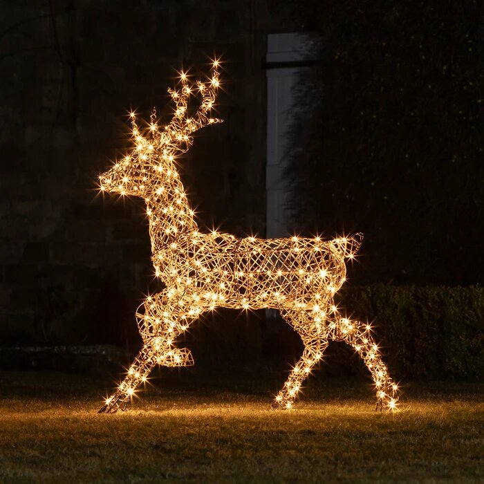 Renne lumineux géant extérieur de Noël en rotin-Deco Lumineuse
