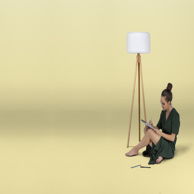 Lampadaire design sans fil rechargeable bois Chloe-Deco Lumineuse