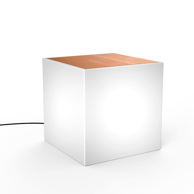 Cube LED Extérieur 40cm, Tabouret Lumineux, Lampadaire Jardin