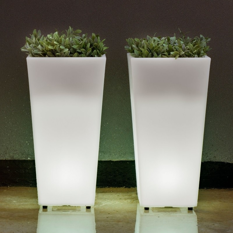 Tondo vase lumineux solaire 102 cm éclairage jardin extérieur LED RVB