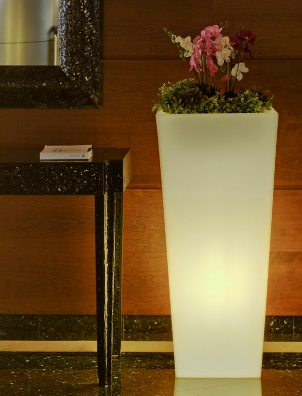 Tondo vase lumineux solaire 102 cm éclairage jardin extérieur LED RVB