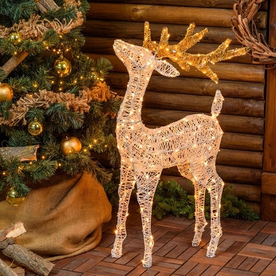 Ecd Germany - Rideau lumineux avec étoile 138 LEDs blanc chaud décoration  de Noël 8 fonctions - Décorations de Noël - Rue du Commerce