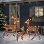 famille de rennes lumineux de noel exterieur fil de coton marron vendu sur deco-lumineuse.fr