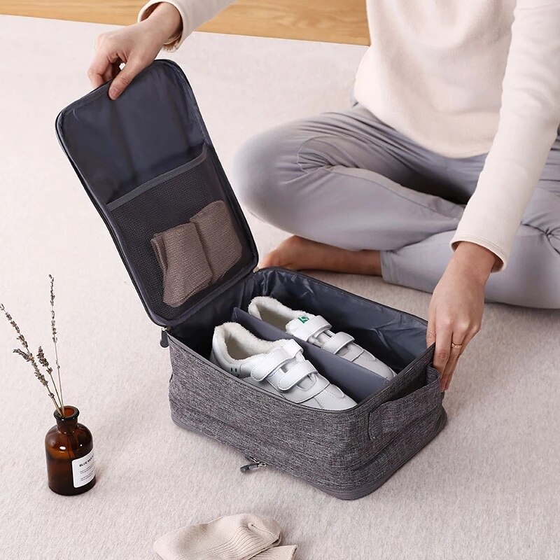 Sac-de-rangement-pour-chaussures-de-voyage-imperm-able-Portable-noir-et-gris-organisateur-de-valise