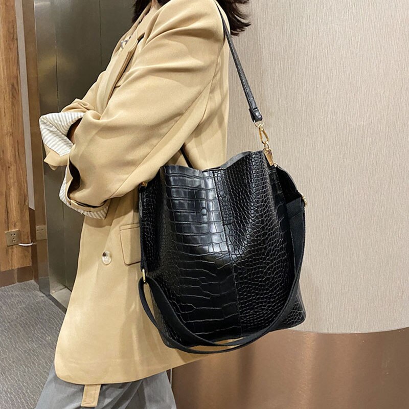 Sac à bandoulière motif Crocodile rétro pour femmes, sac à