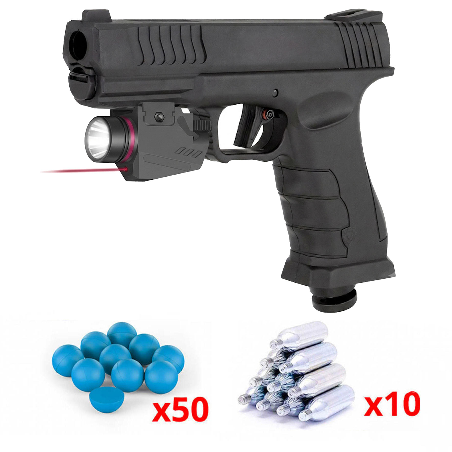 Pack-pistolet-de-défense-Gunsmith-GS50-CO2-cal.-50-14-joules-avec-Lampe-Laser-1