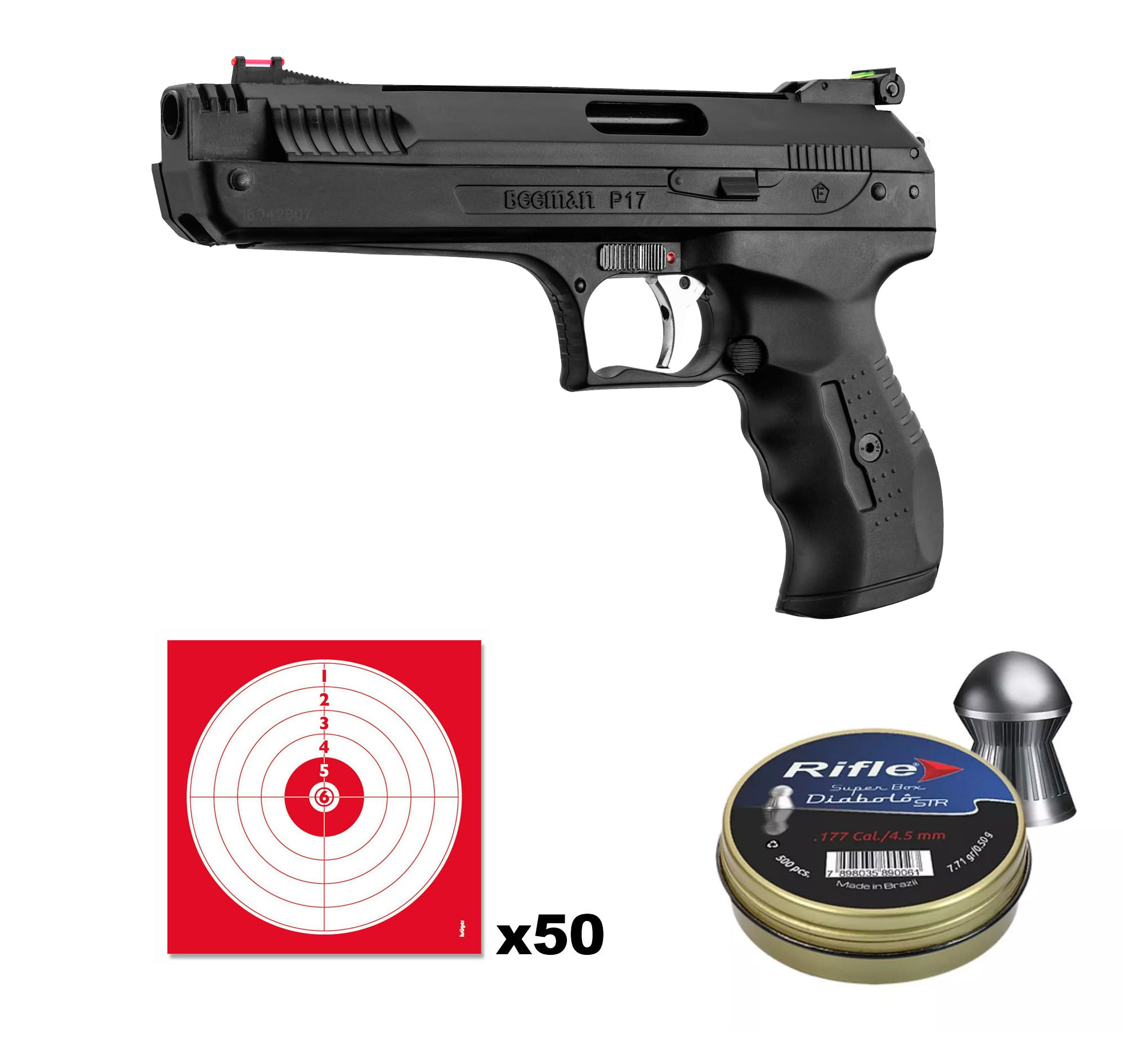 Pistolet-à-Air-Comprimé-BEEMAN-P17-cal.-4,5-mm-Deluxe-+-Plombs-et-cibles-1