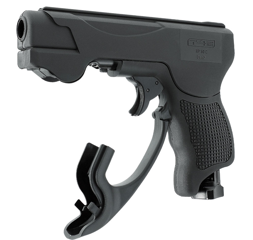 Pistolet Umarex T4E TP50 Compact Gen2 noir vu du côté gauche, marquage TP 50 C Gen2