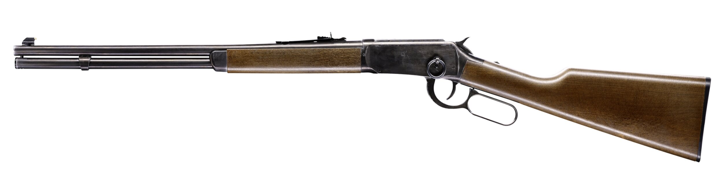 Carabine Umarex Legends Cowboy Rifle vue du côté droit, crosse et garde-main d’aspect bois