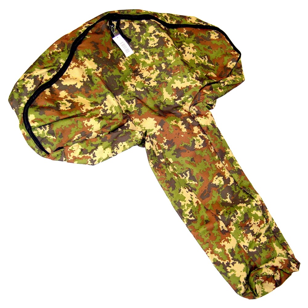 Housse d’arbalète en forme de T, tissu camouflage italien vert, brun et beige, avec glissière noire