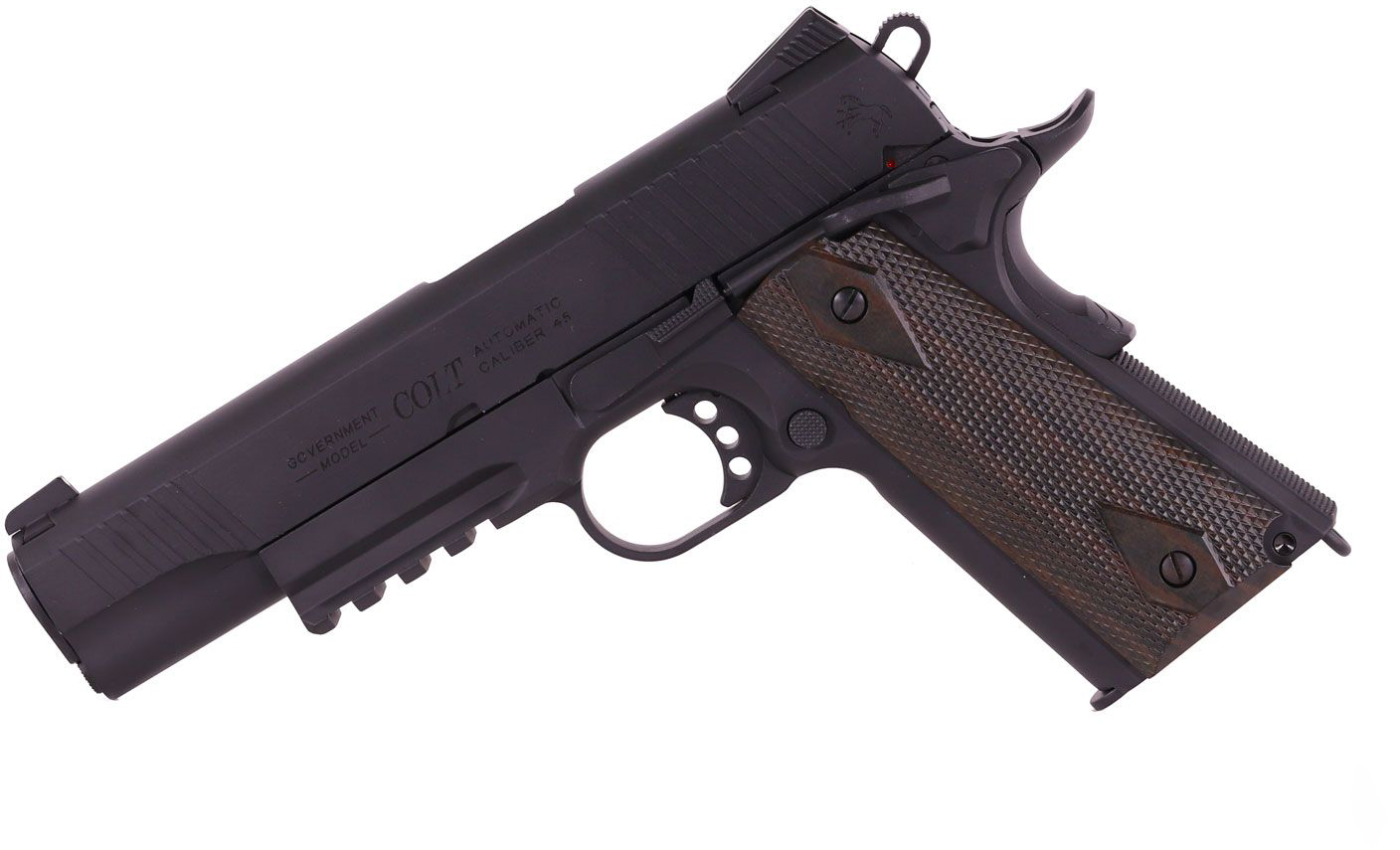 Réplique Colt 1911 Rail Gun vue de trois quarts arrière, côté gauche