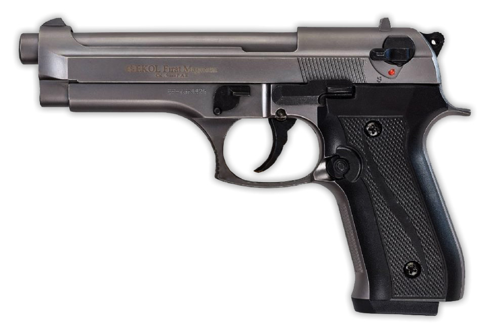 Pack Pistolet de défense EKOL modèle Beretta 92 F fumé calibre 9mm