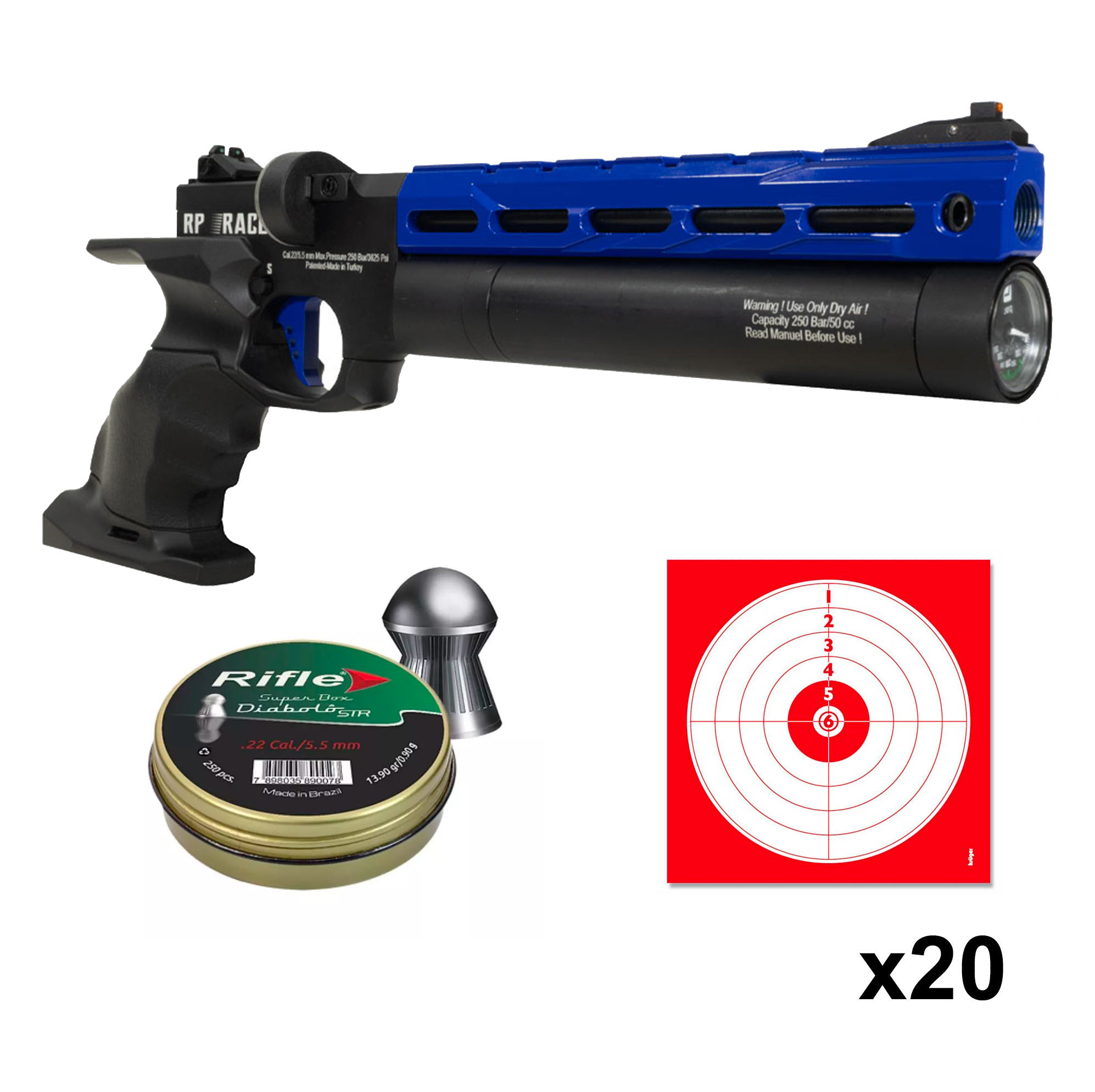 Pistolet-RP-Race-Bleu-Reximex-PCP-cal.-5.5mm-14.5-joules-+-cibles-1