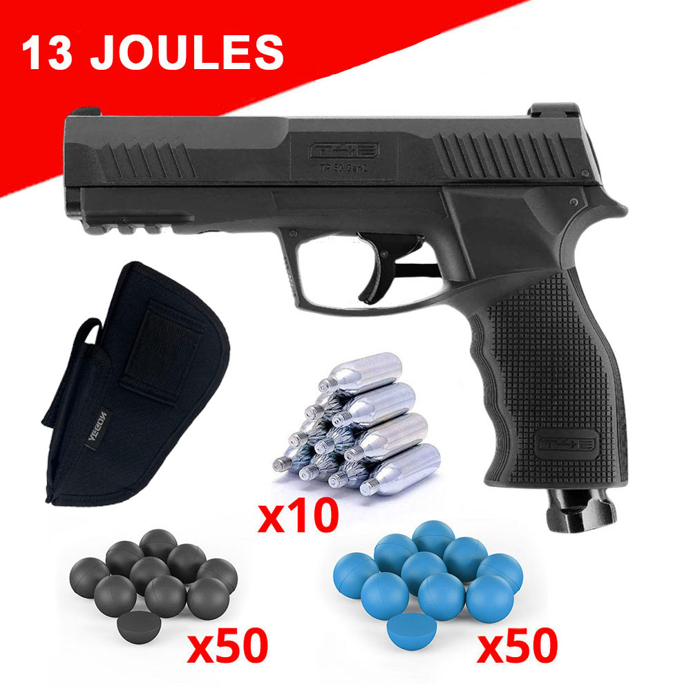 Kit-pistolet-de-défense-TP50-Gen2-T4E-CO2-cal.-50-13-joules--+-Holster-avec-porte-chargeur-1