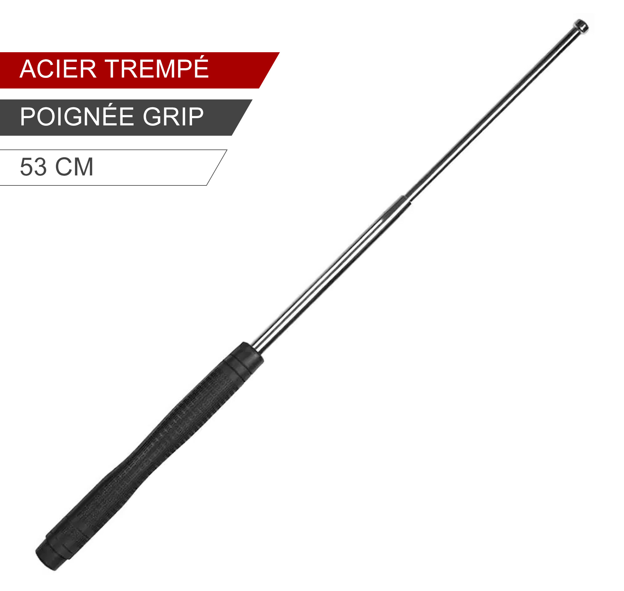Matraque---Bâton-télescopique-acier-trempé-Chrome-ESP-53-cm-et-étui-Quick-Change-1