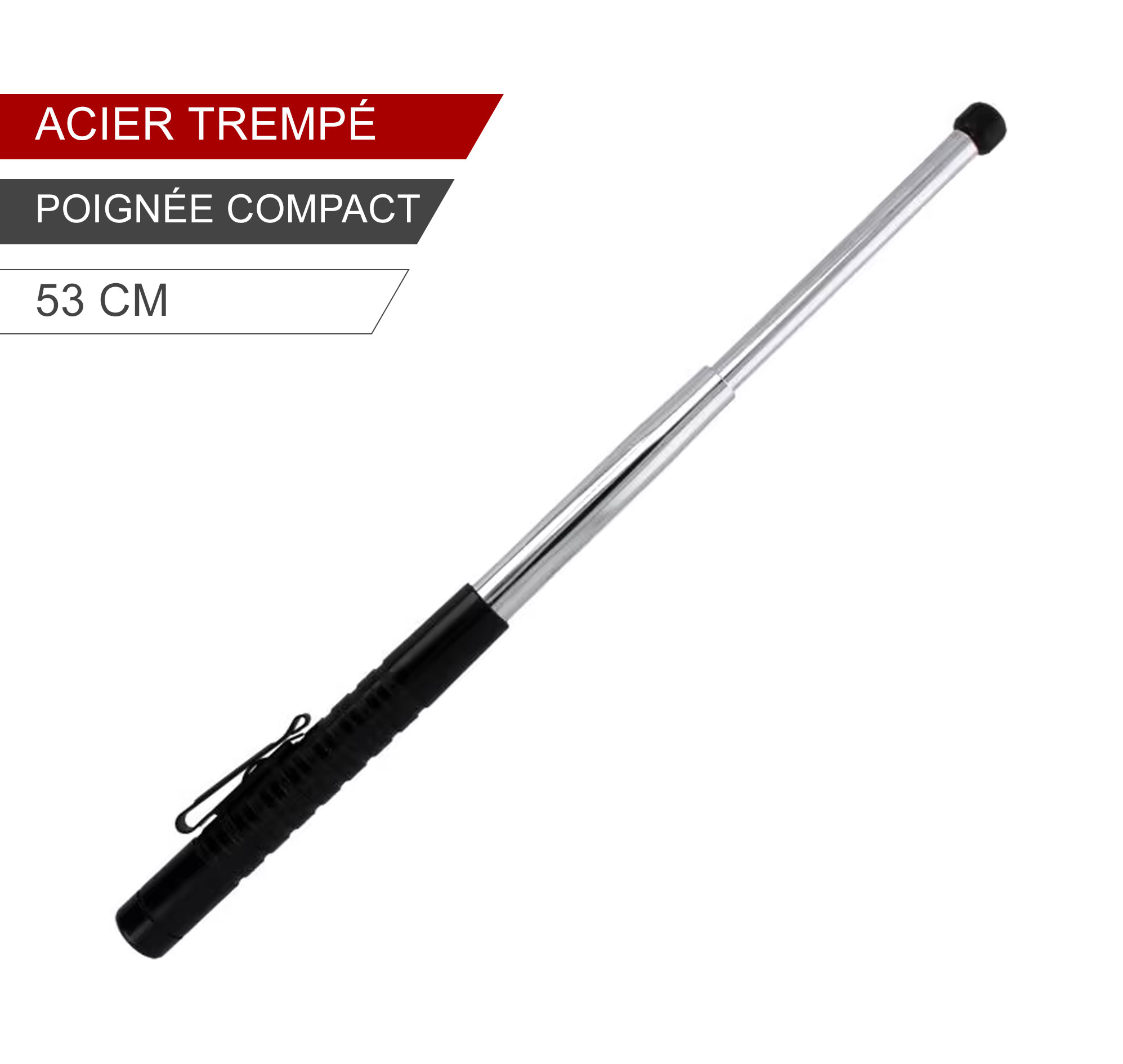 Matraque---Bâton-télescopique-acier-trempé-Compact-Chromé-ESP-53-cm-1