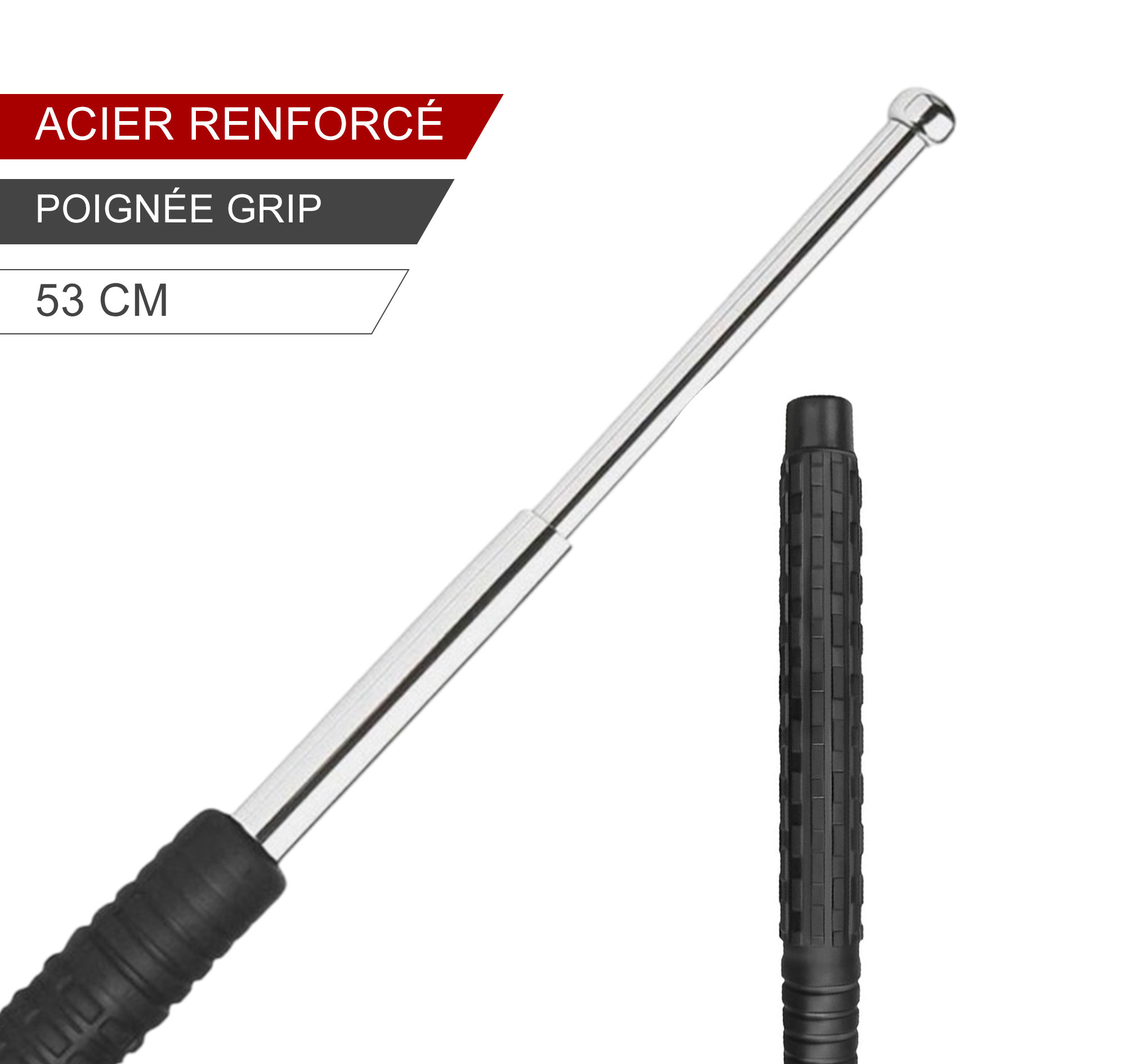 Matraque---Bâton-télescopique-Nickel-acier-renforcé-ESP-53-cm-et-étui-ceinture-PVC-1