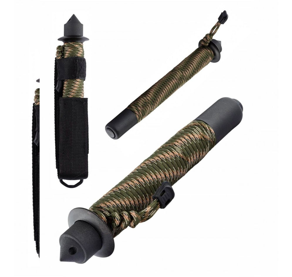 Matraque---Bâton-télescopique-Acier-Trempé-66-cm-avec-Manche-Paracorde-+-Embout-Brise-vitre-et-Etui-Ceinture-Nylon-4