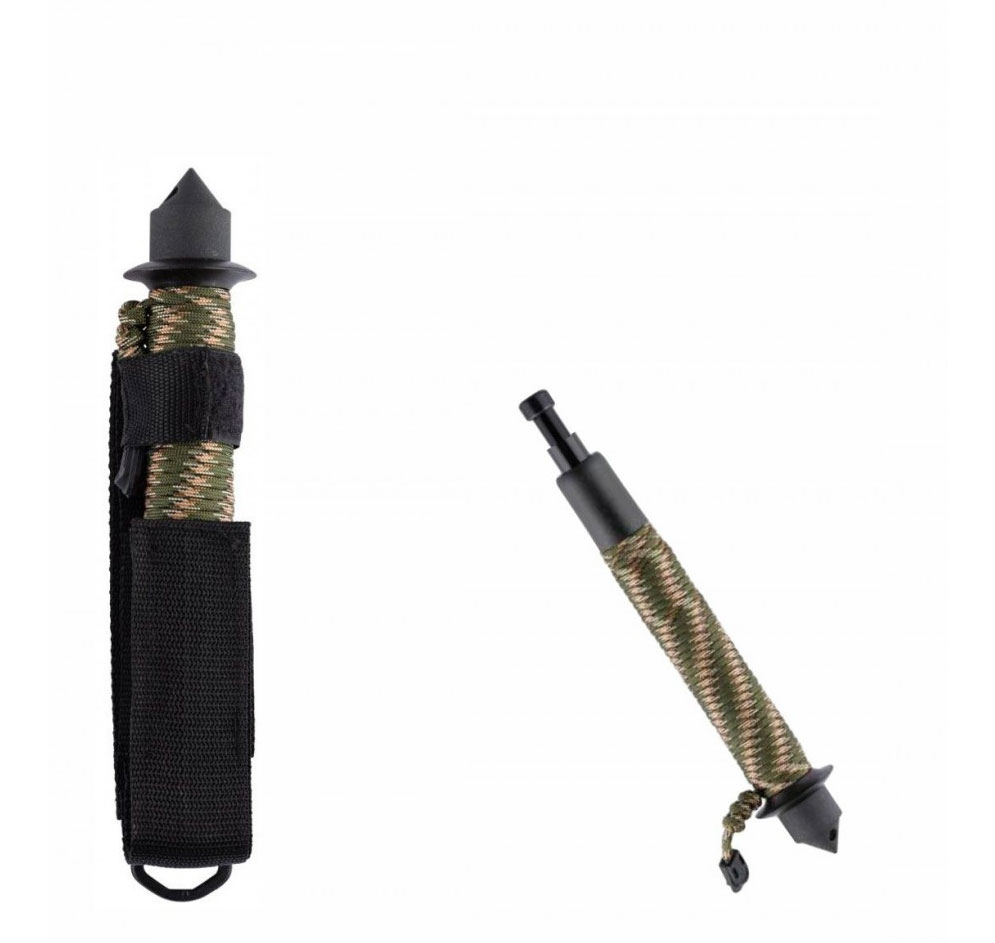 Matraque---Bâton-télescopique-Acier-Trempé-66-cm-avec-Manche-Paracorde-+-Embout-Brise-vitre-et-Etui-Ceinture-Nylon-5