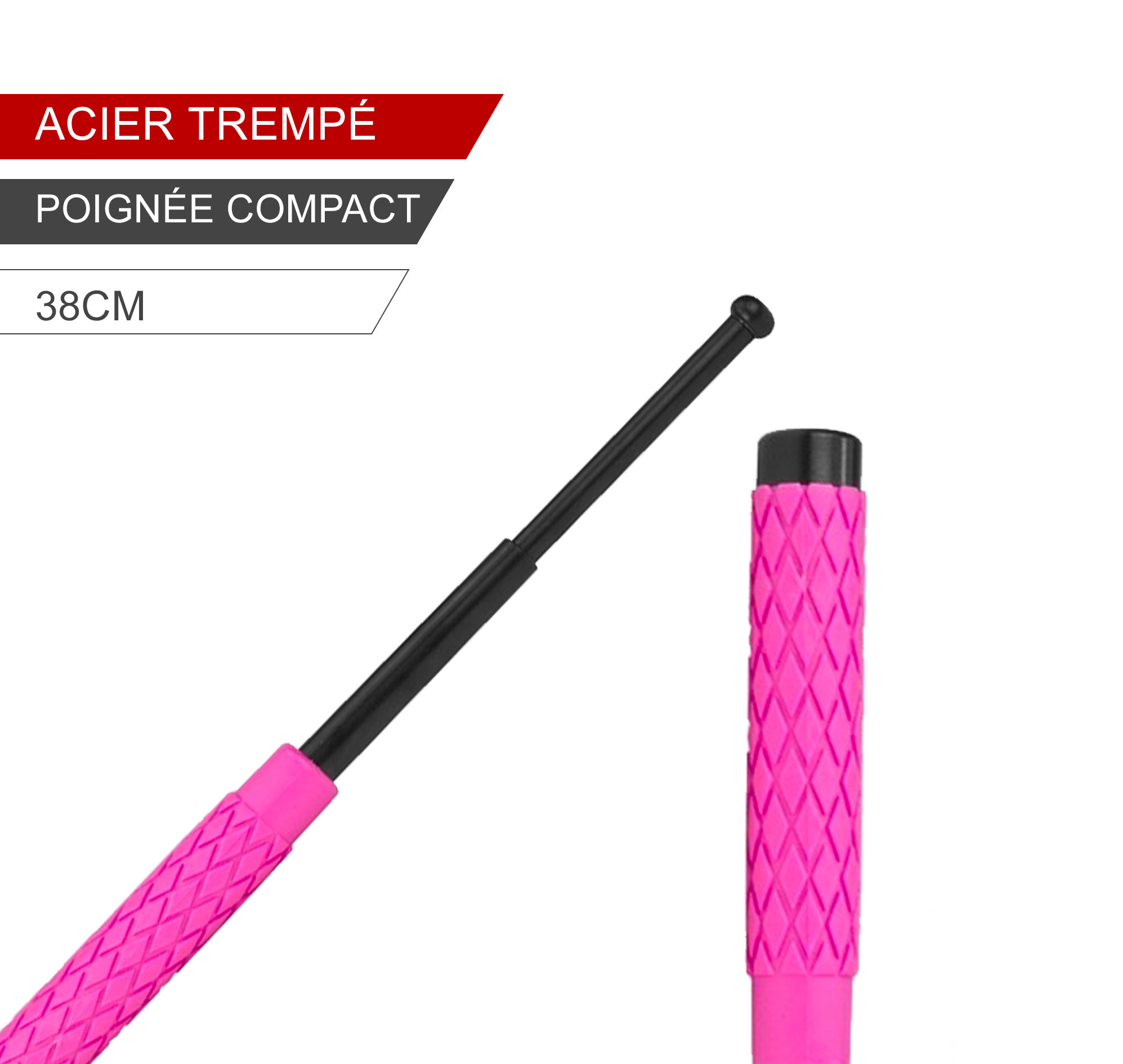 Matraque-télescopique-en-Acier-Trempé-38-cm-avec-Poignée-Compact-Caoutchouc-3