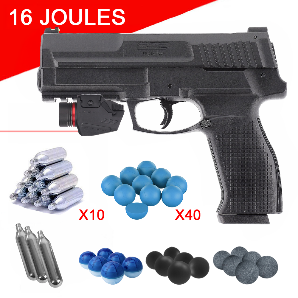 Pack-Pistolet-de-défense-Impax-P68-T4E-CO2-cal.-68-16-joules-avec-Combo-Lampe-Laser-3