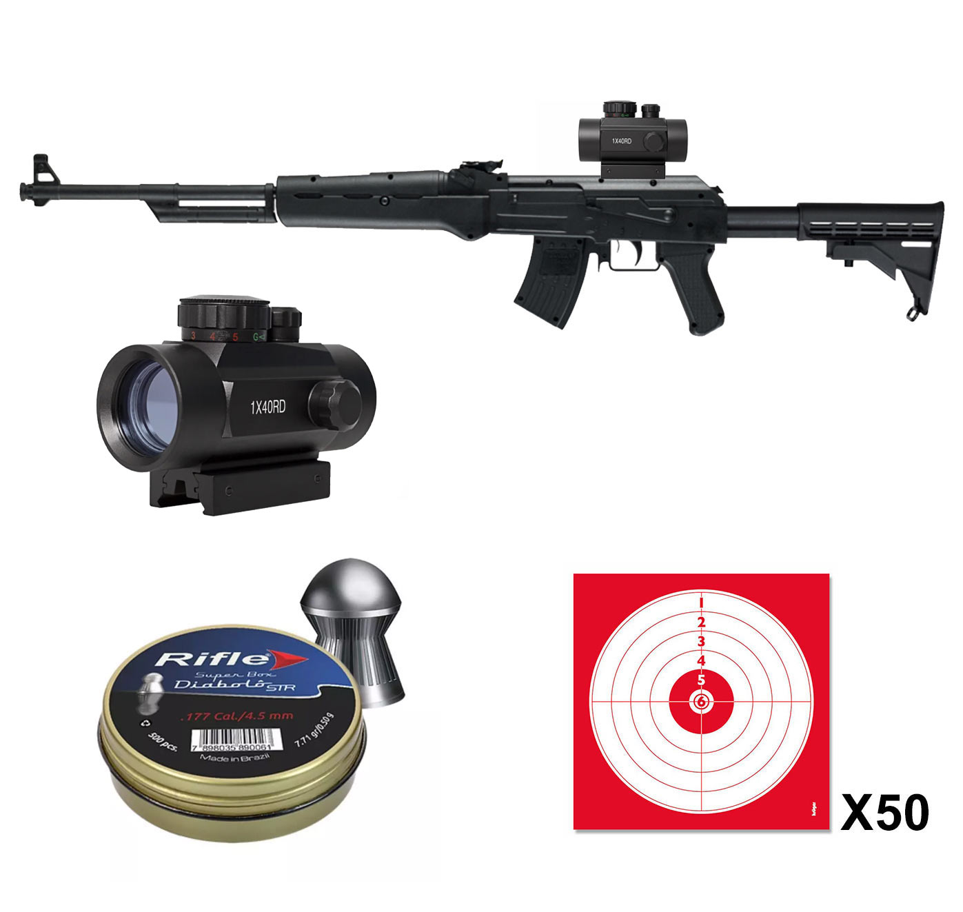 Pack-Carabine-AKL-450-(type-AK-47)-EKOL-Black-gas-piston-cal.-4,5mm-+-Point-rouge-'Red-Dot'--1