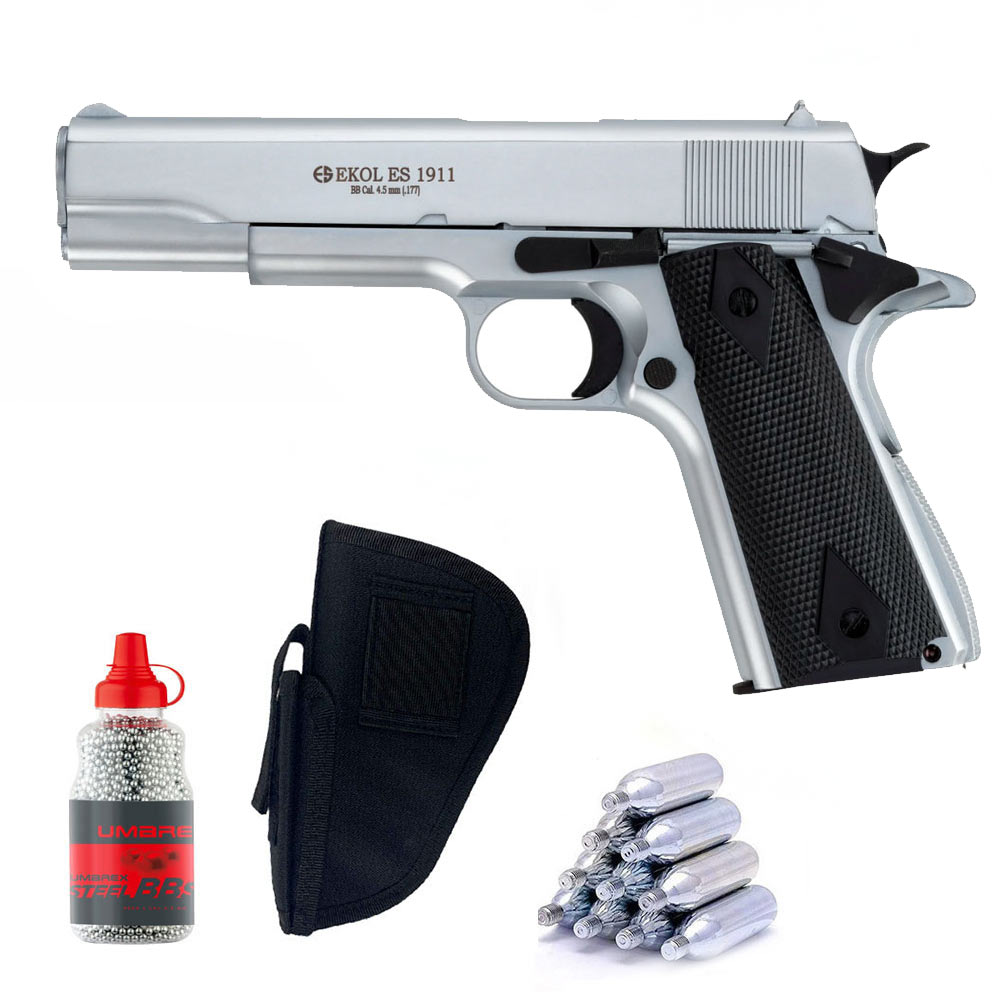 Pistolet-Ekol-ES-1911-Blanc-CO2-cal.-4.5mm-BBS-+-Holster-1